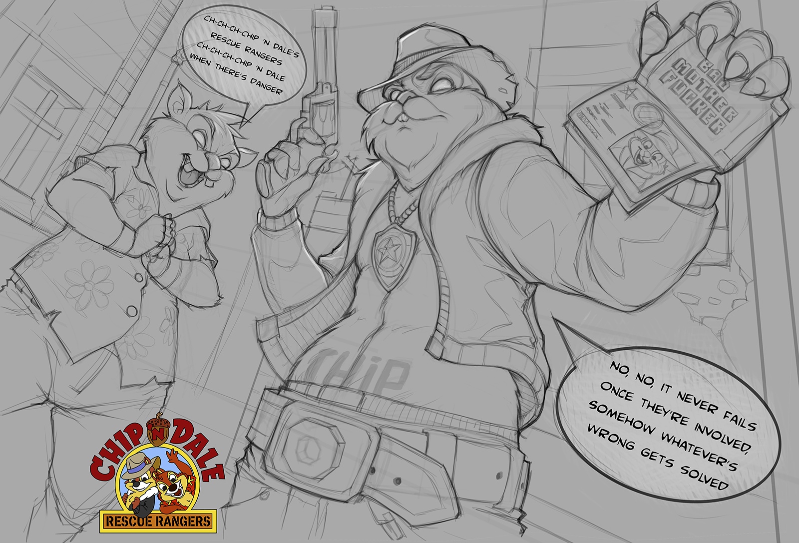 1600x1087, 553 Kb / Чип, Дейл, фанарт, Борис Дятлов