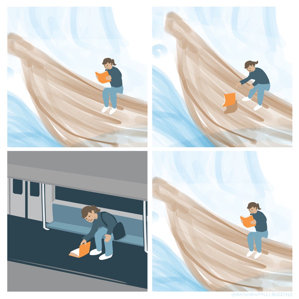 1200x1197, 124 Kb / Книга, воображение, лодка, метро