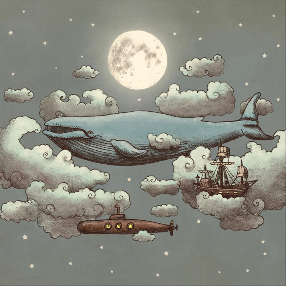 1000x1000, 155 Kb / бессонница, кит, облака, луна, подлодка