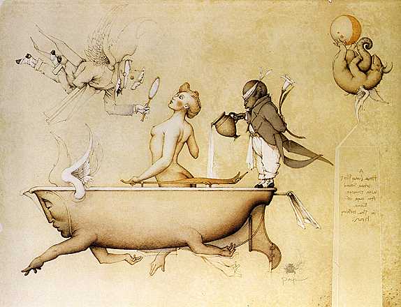 574x440, 35 Kb / ванна, бежит, крылья, женщина, кувшин, вода, существа