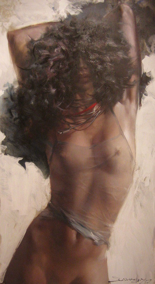 650x1191, 146 Kb / картина, девушка, шевелюра, кудрявая, прозрачное, славинский