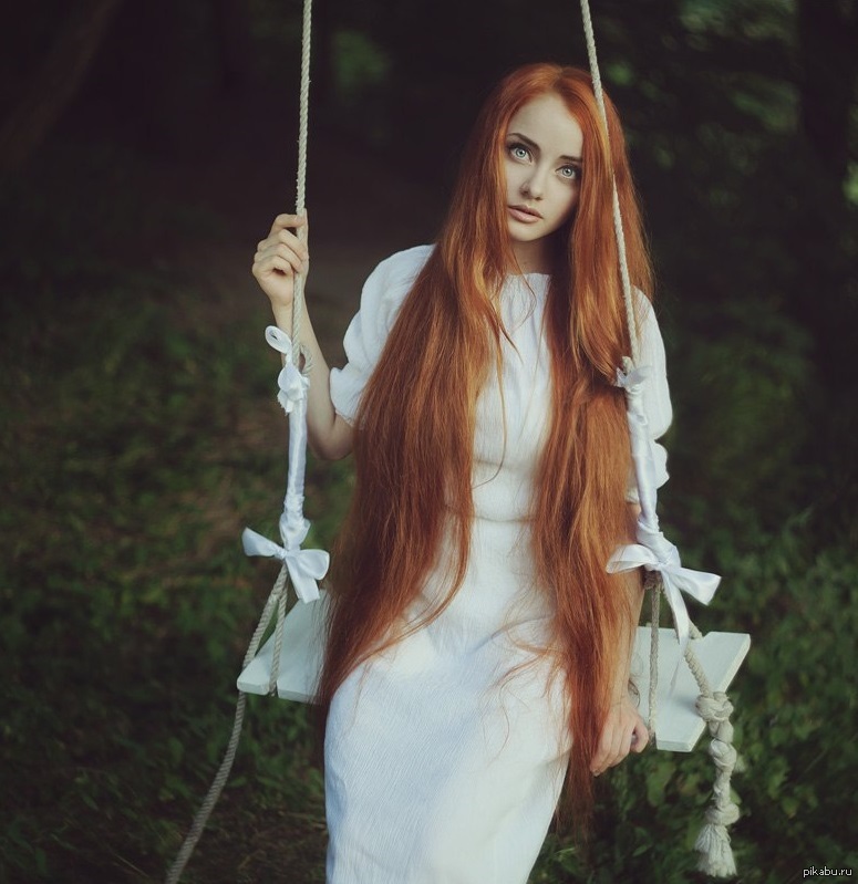 775x799, 137 Kb / женщина, длинные, рыжие, волосы, качели