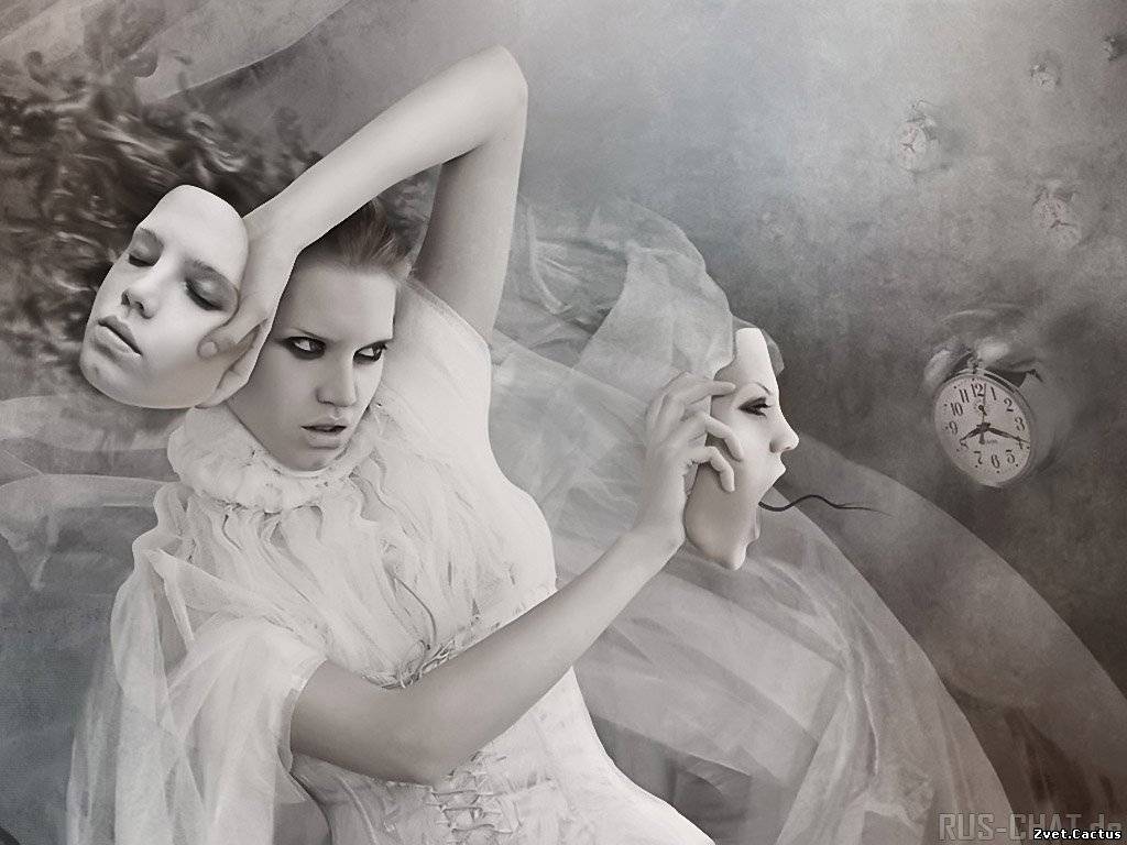 1024x768, 89 Kb / женщина, маски,часы, ч/б, будильник