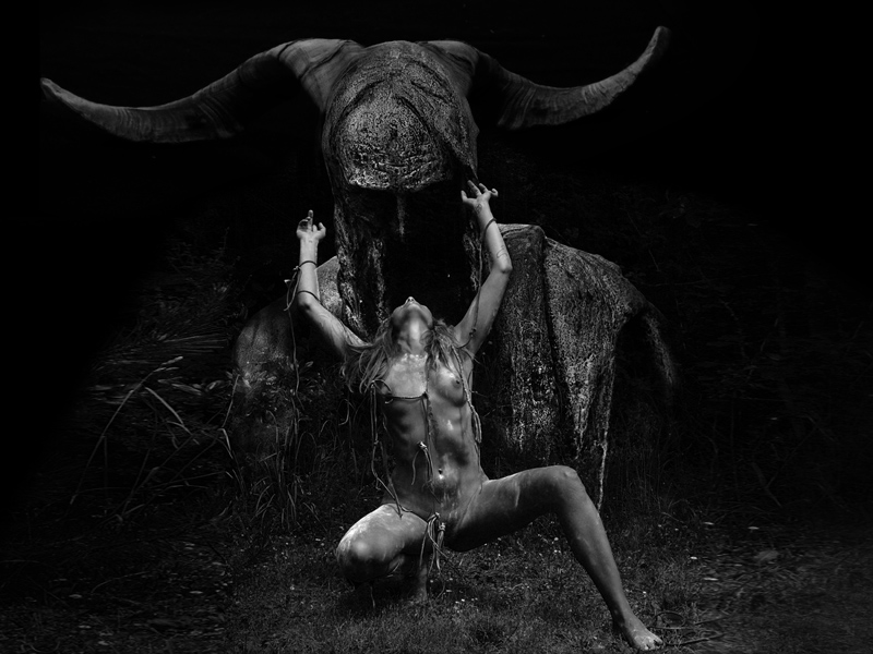 800x600, 183 Kb / женщина, голая, демон, ч/б