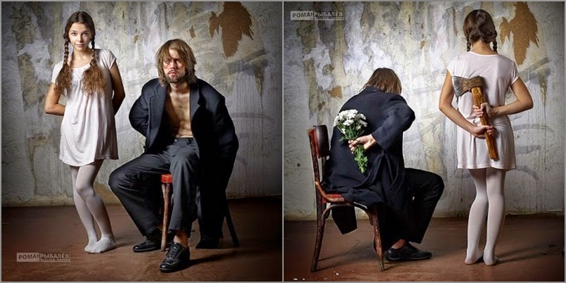 802x402, 81 Kb / цветы, топор, женщина, мужчина