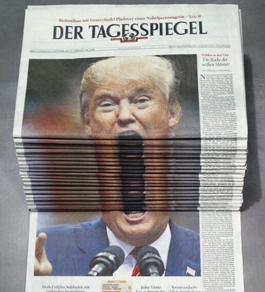 518x571, 60 Kb / трамп, газеты, рот, ору