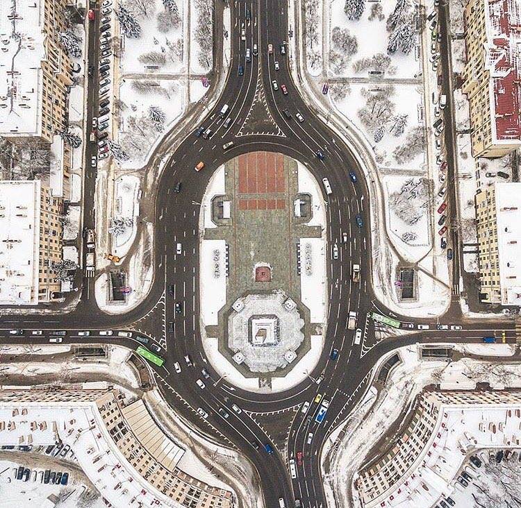 750x732, 174 Kb / минск, город, сверху, площадь победы, снег