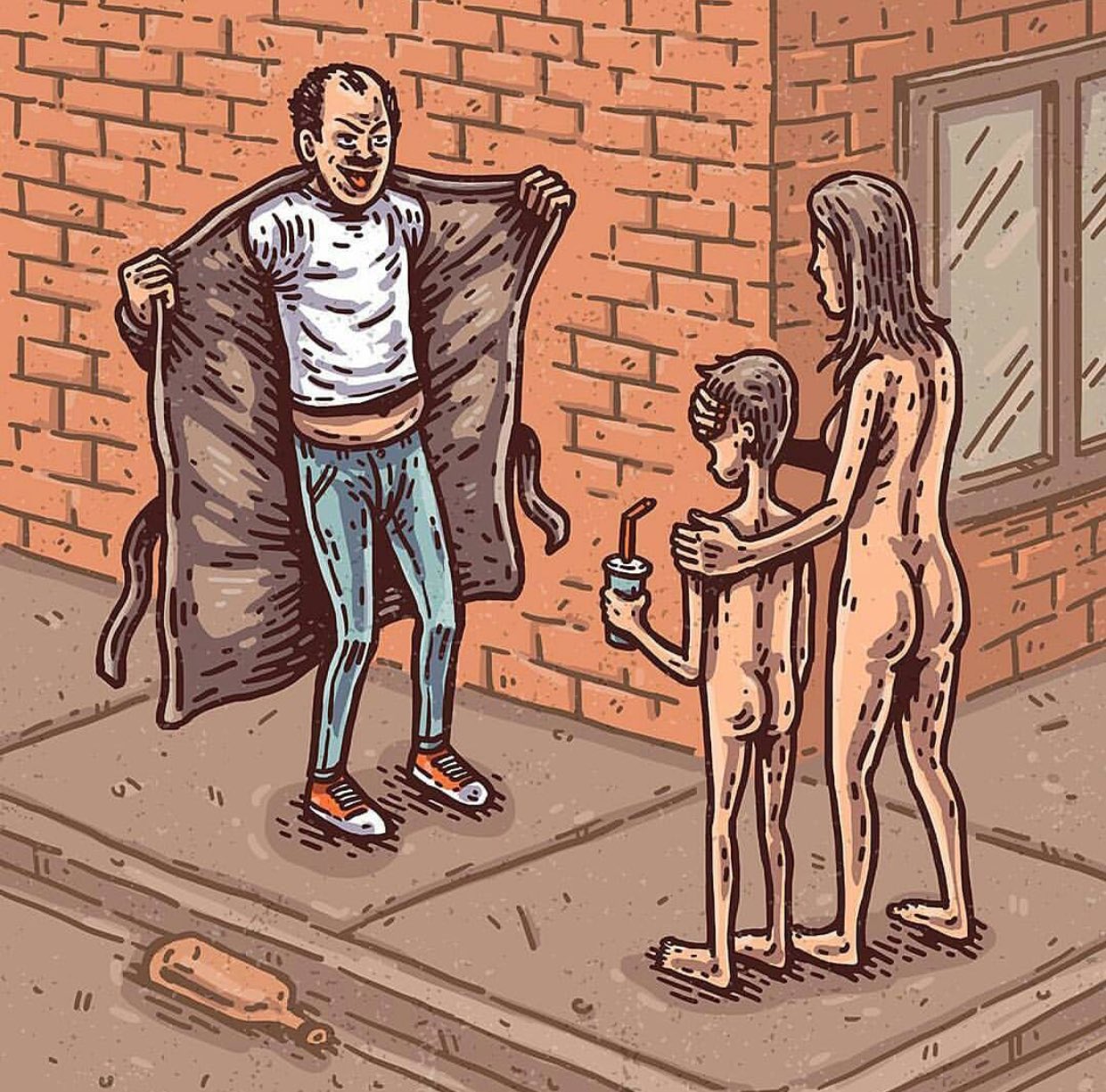 1241x1225, 288 Kb / нудист, эксгибиционист