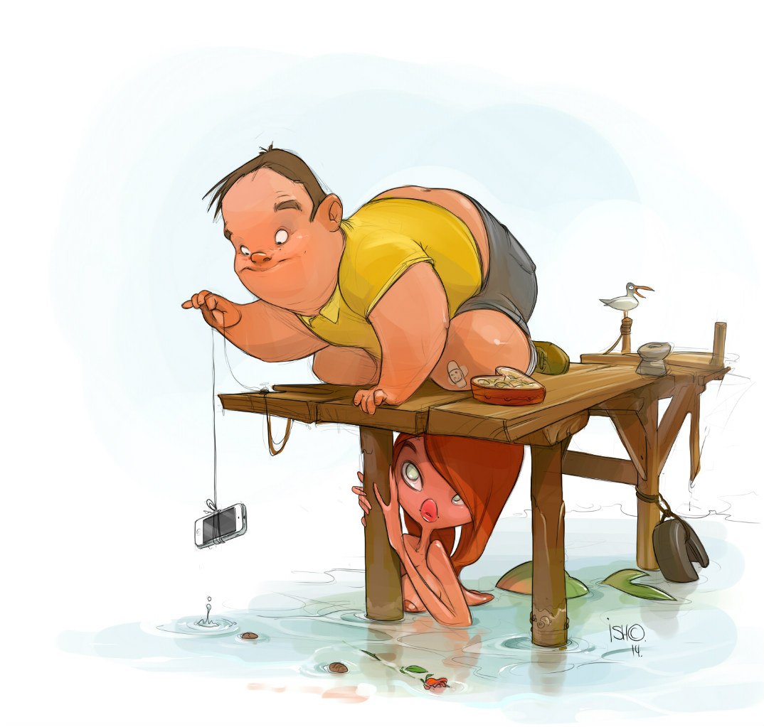 1074x1023, 123 Kb / рыбалка, айфон, русалка, чайка, Сергей Ишмаев