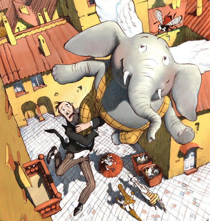 700x736, 188 Kb / слон, корова, крокодил, лошадь, тельняшка, зебра, полет