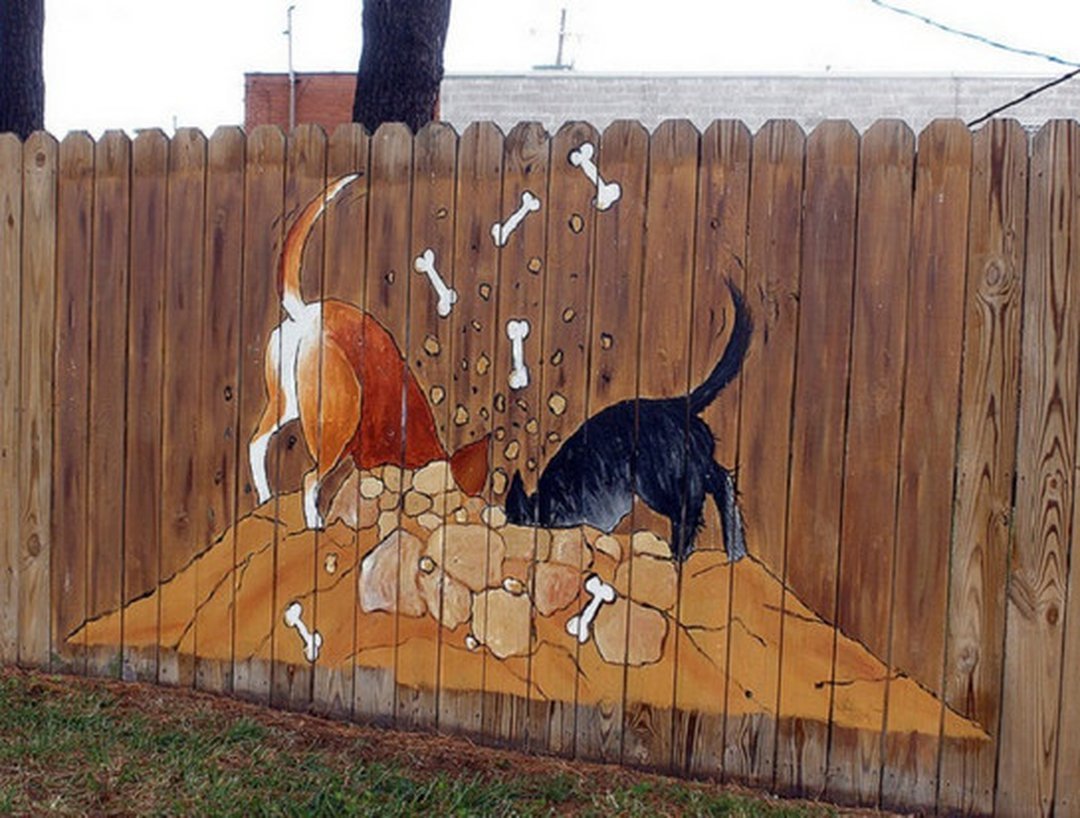 1080x818, 159 Kb / забор, собаки, рисунок, кости