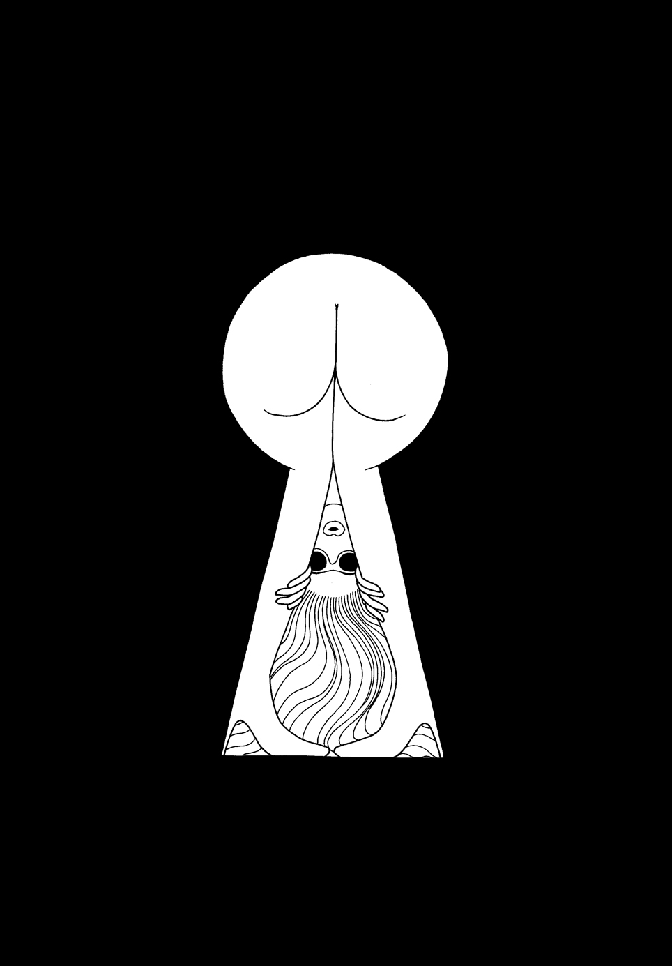 964x1385, 43 Kb / замочная скважина, попа, очки, раком