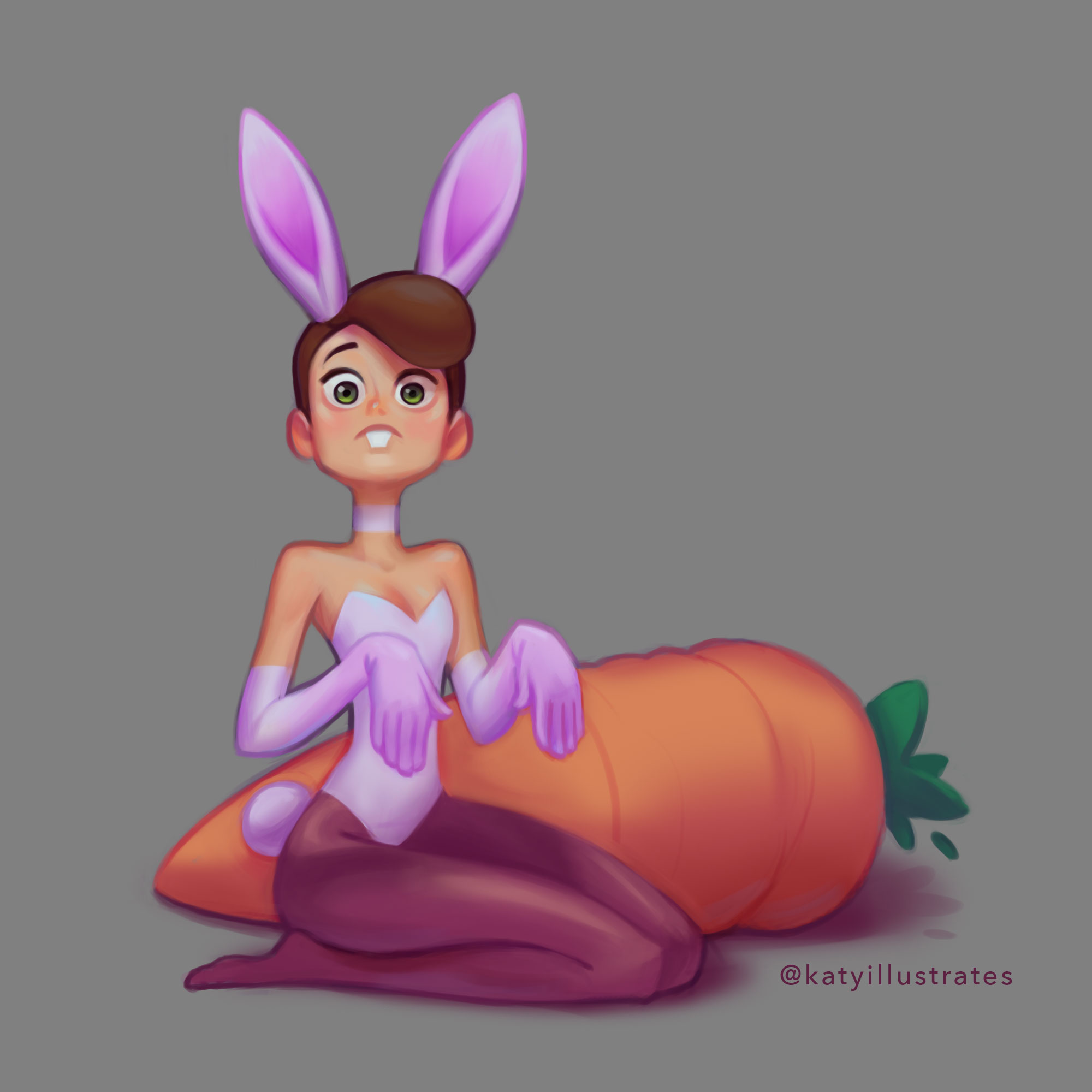 2000x2000, 147 Kb / девочка-кролик, морковь, sluggieart