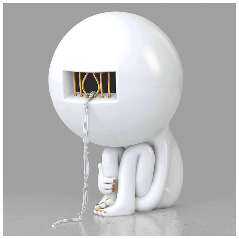 960x960, 34 Kb / скульптура, статуэтка, побег, решётка, голова, прутья, Mark Gmehling