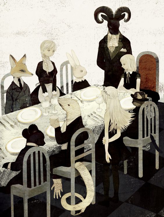 564x743, 84 Kb / застолье, животные, девочки