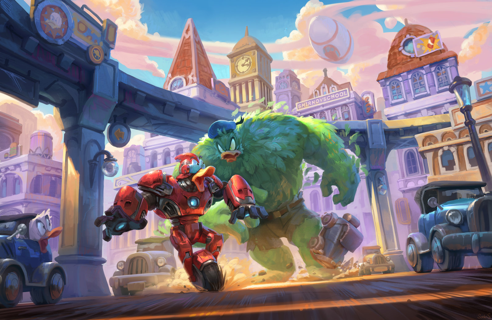 1600x1040, 389 Kb / Железный Человек, Халк, утки, Gizmo duck, real_sonkes