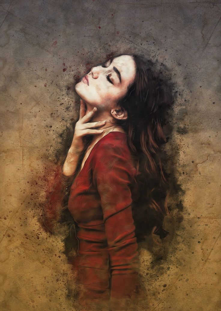 736x1035, 119 Kb / шатенка, красное, платье