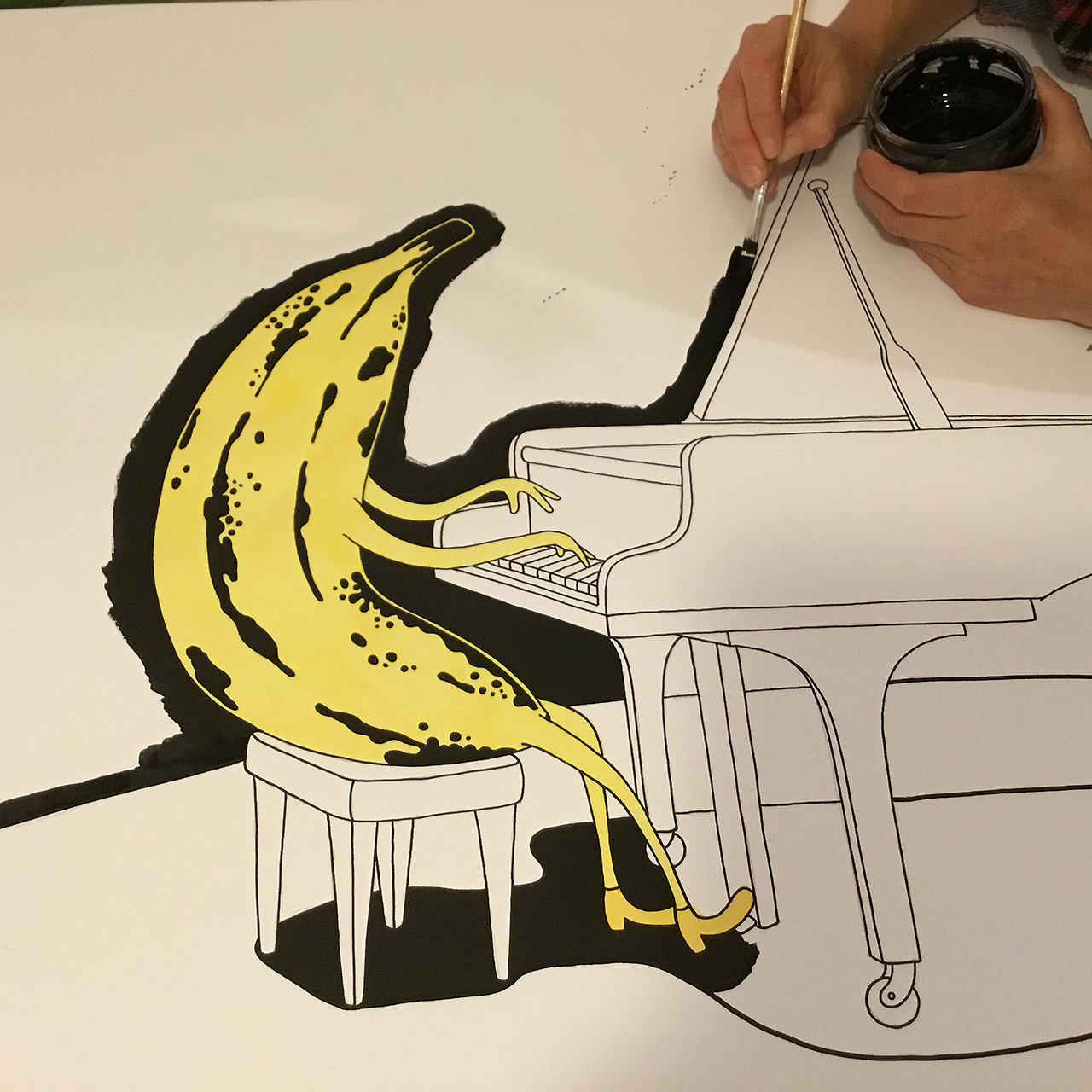 1280x1280, 428 Kb / банан, рояль, чернила