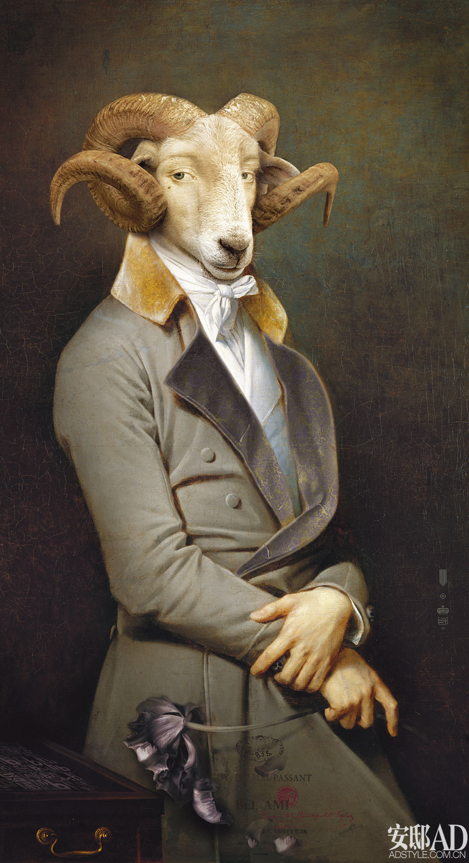 960x1766, 376 Kb / баранья голова, рога, камзол, цветок