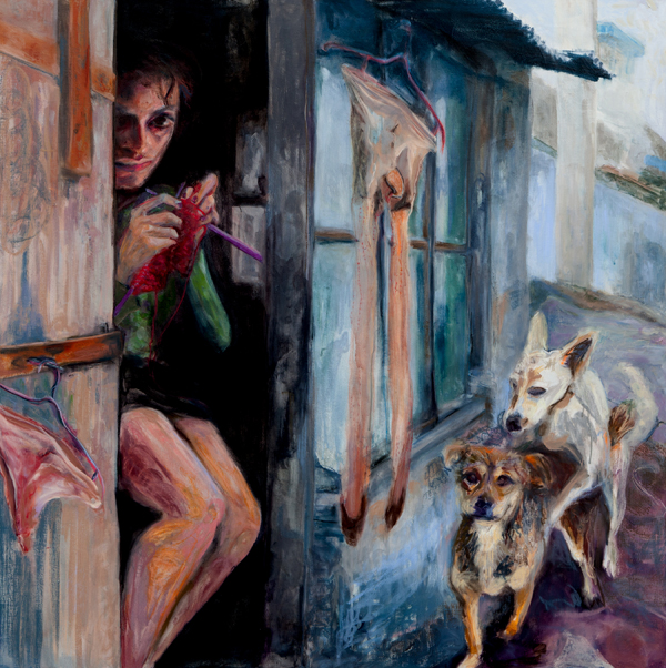 600x602, 379 Kb / собаки, секс, девочка, вяжет, рисунок