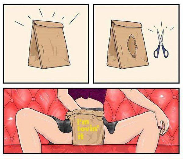 600x521, 50 Kb / макдональд, пакет, дырка, лайфхак, мастурбация