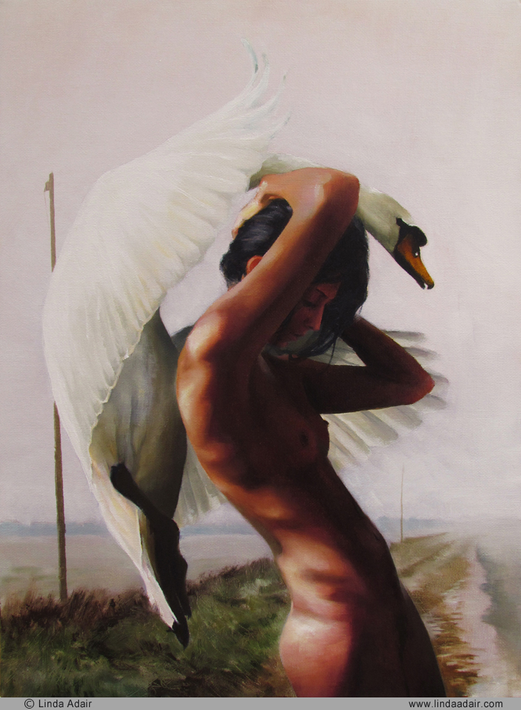 747x1018, 521 Kb / лебедь, дорога, голая, брюнетка