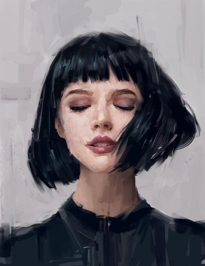 800x1040, 130 Kb / чёрное, брюнетка, стрижка, рисунок