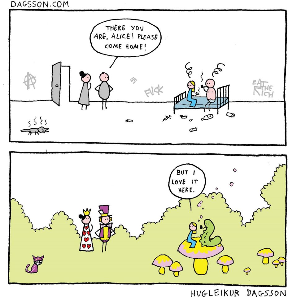 959x960, 103 Kb / алиса, зазеркалье, король, шляпник, гусеница, гриб, чеширский кот, наркотики