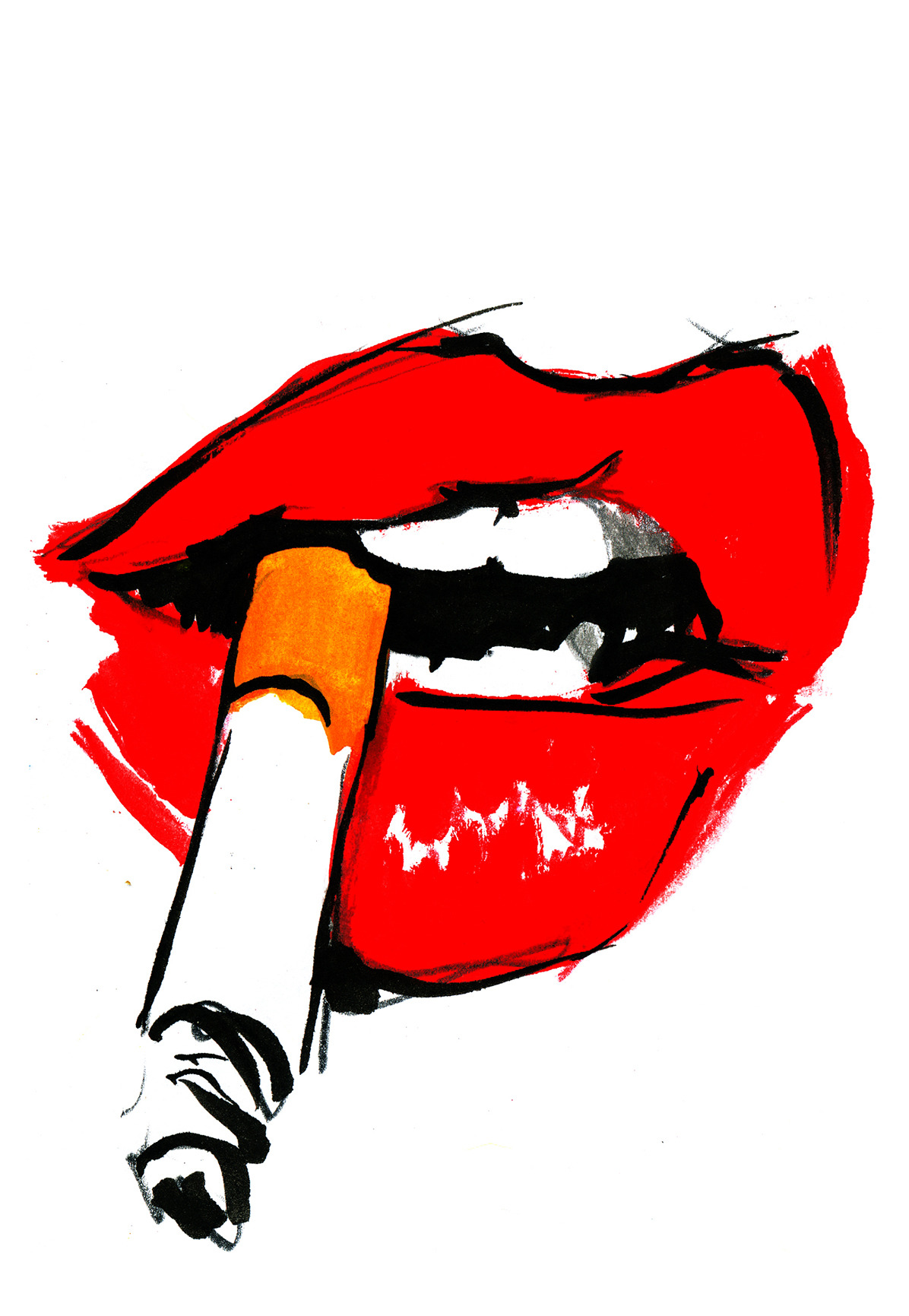 1196x1731, 286 Kb / губы, сигарета, рисунок