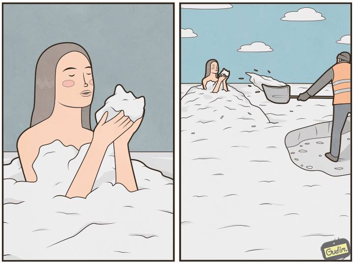 720x540, 39 Kb / девушка, пена, снег, Gudim
