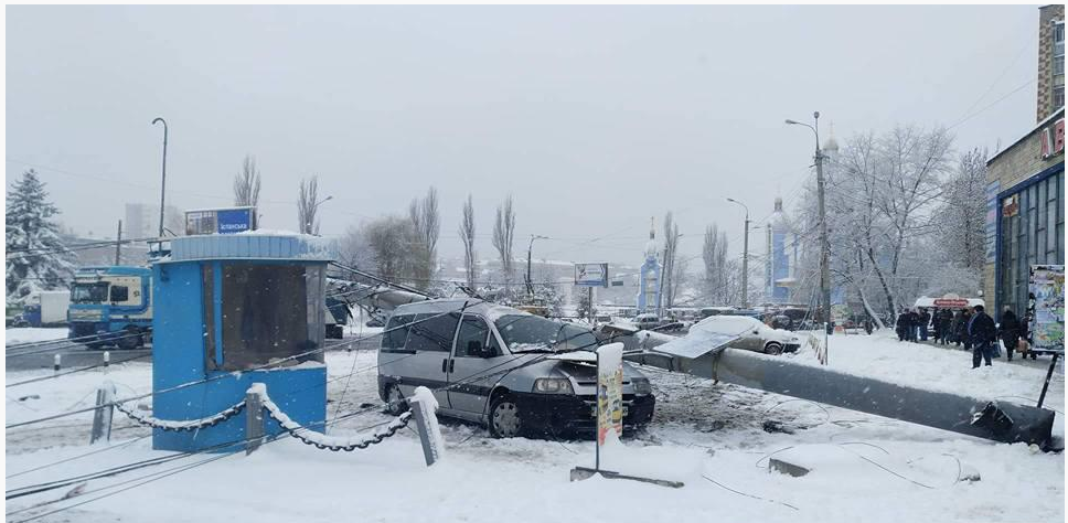 968x474, 615 Kb / столб, падение, машина, снег