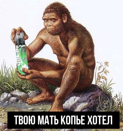 423x447, 61 Kb / обезьяна, гель, копье, человек, умелый