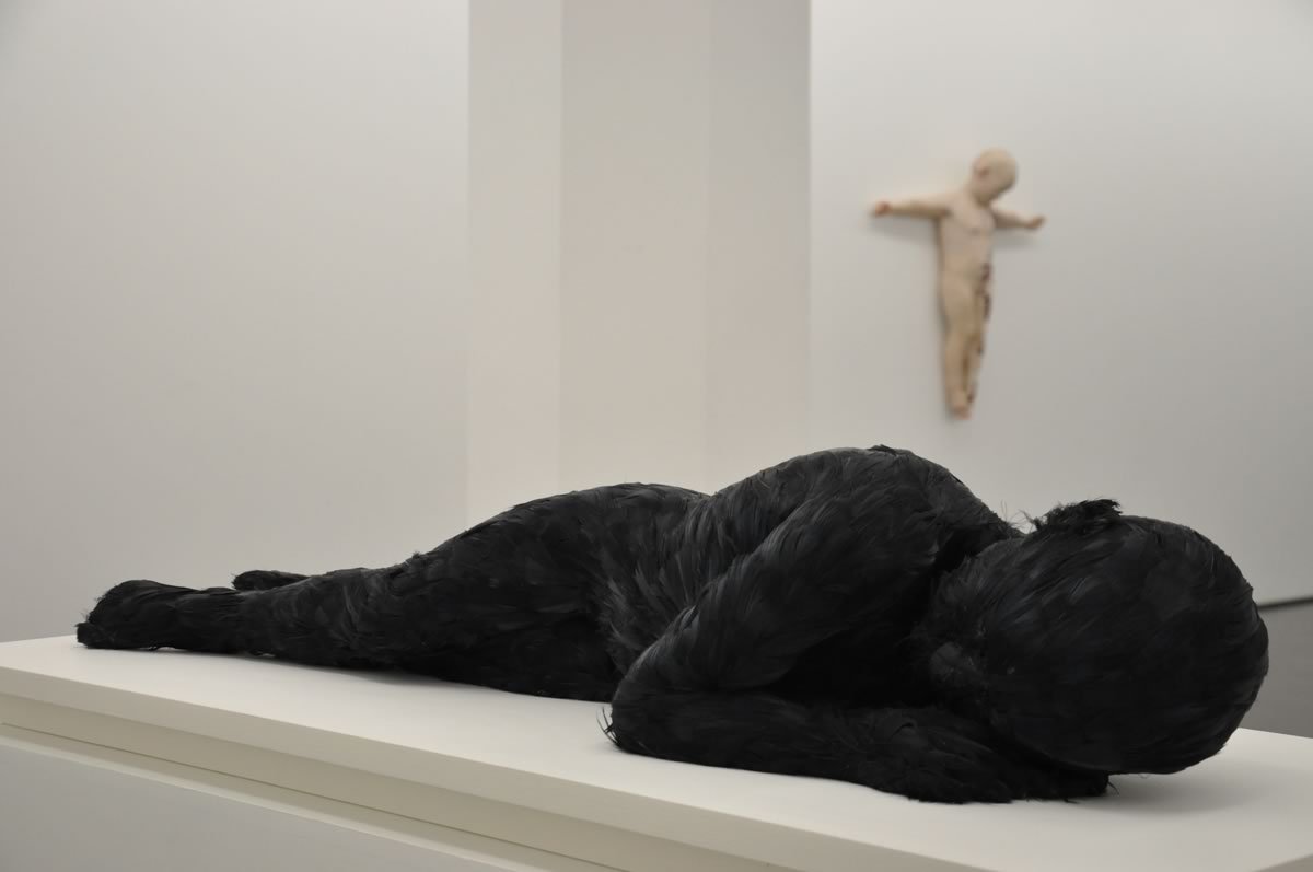 1200x797, 39 Kb / распятый, перья, черный