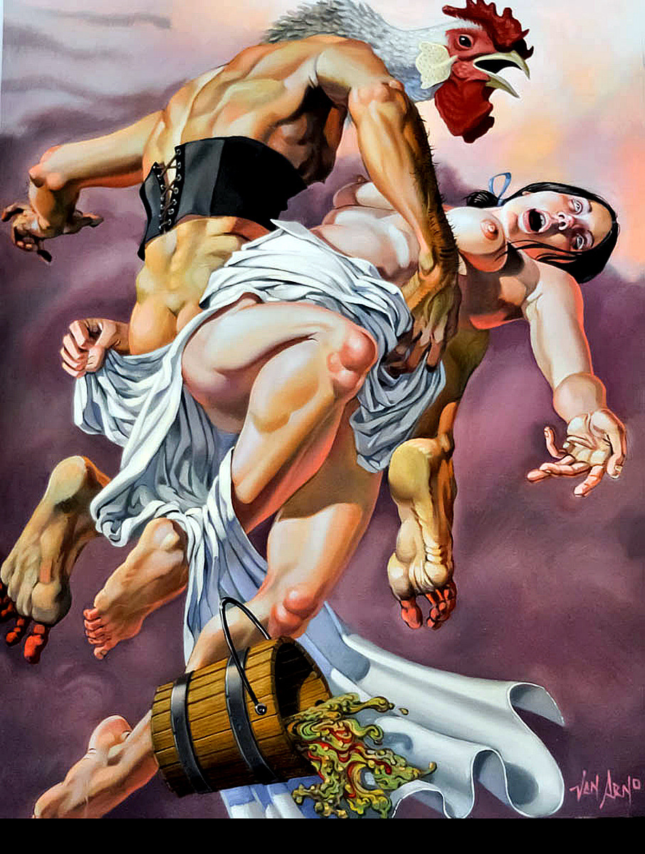 906x1200, 417 Kb / девка, петух, похищение, рисунок