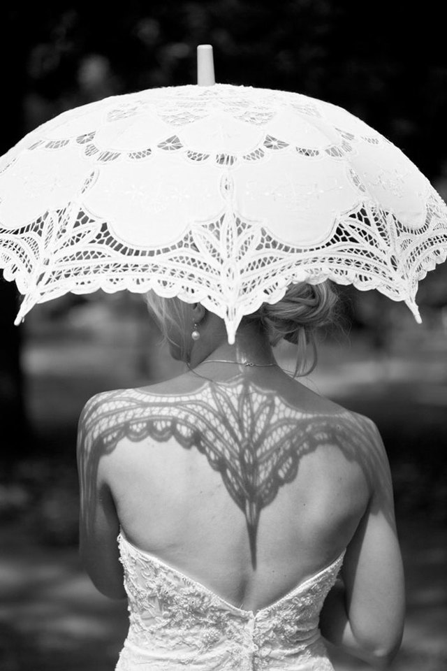 640x960, 88 Kb / зонт, тень, спина, девушка, белое, платье, кружево, узор