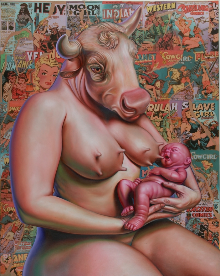 703x880, 493 Kb / баба, корова, младенец, рисунок