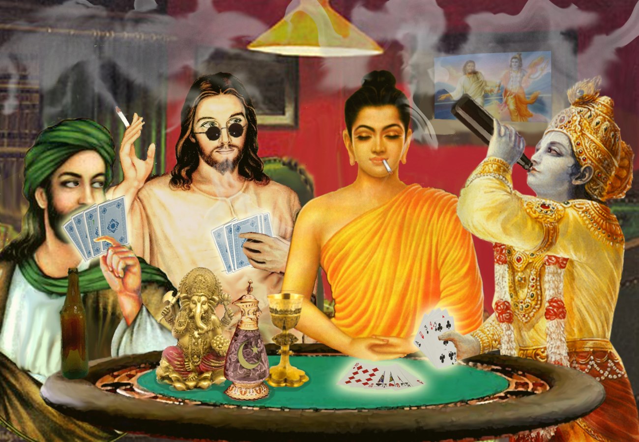 1300x900, 230 Kb / боги, карты, бухлишко