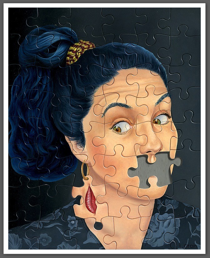 672x825, 183 Kb / паззл, брюнетка, рот, серьги, ошибка