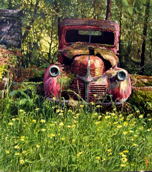 530x600, 102 Kb / деревья, авто, ржавчина, цветы, трава