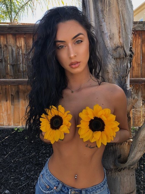 510x680, 95 Kb / подсолнух, брюнетка, тату, пирсинг