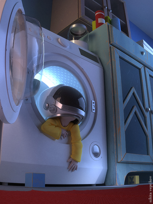 615x820, 437 Kb / космическое путешествие, космос, стиралка, шлем, Никита Веприков