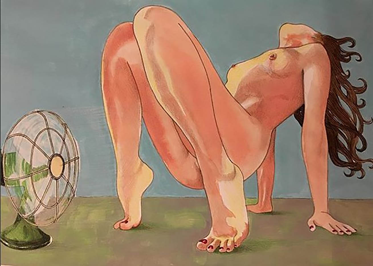 1309x935, 123 Kb / девка, вентилятор, сушит, рисунок