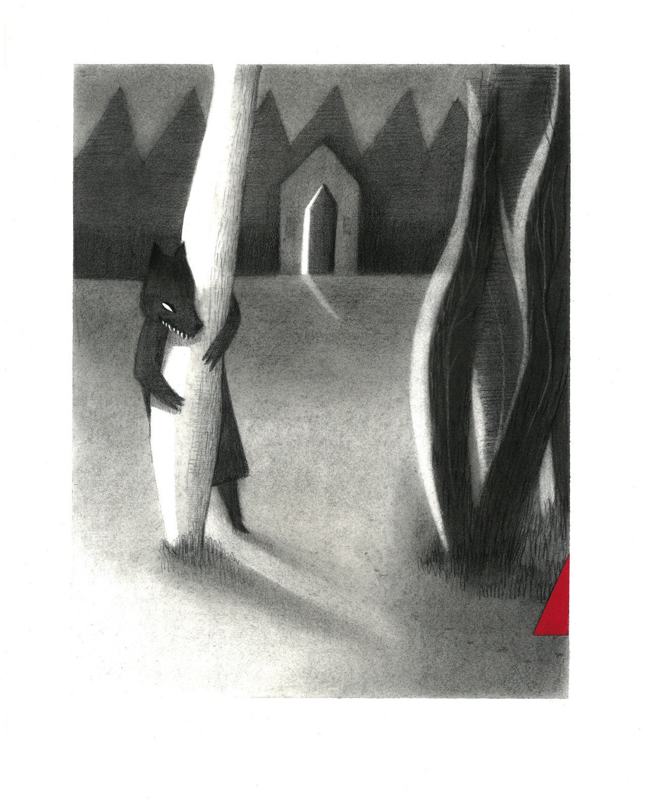 1280x1589, 513 Kb / волк, красная шапочка, дверь, лес