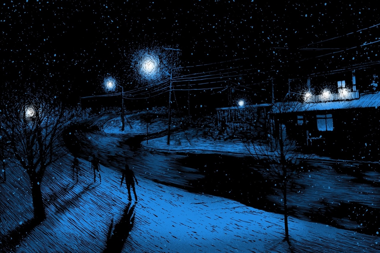 1280x853, 347 Kb / ночь, фонарь, снег