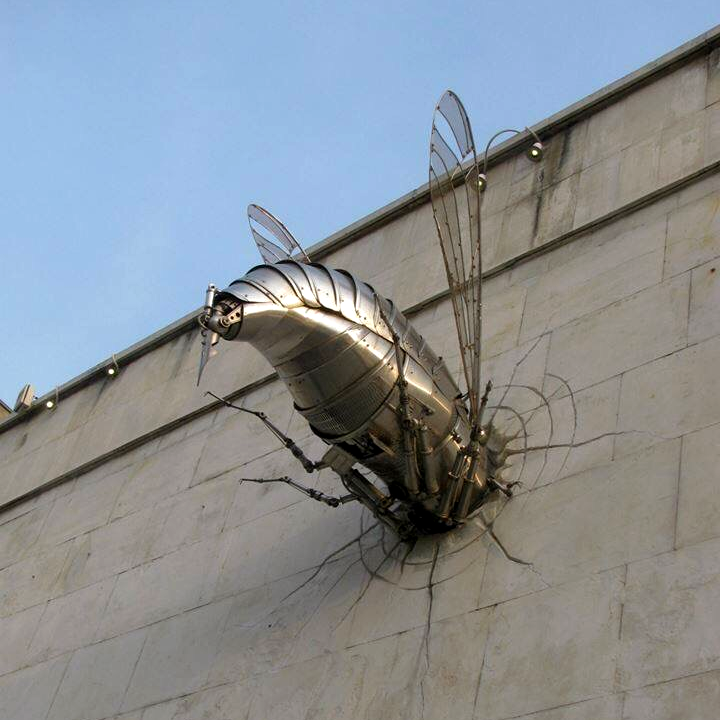 720x720, 541 Kb / скульптура, оса, пчела, стена, стритарт