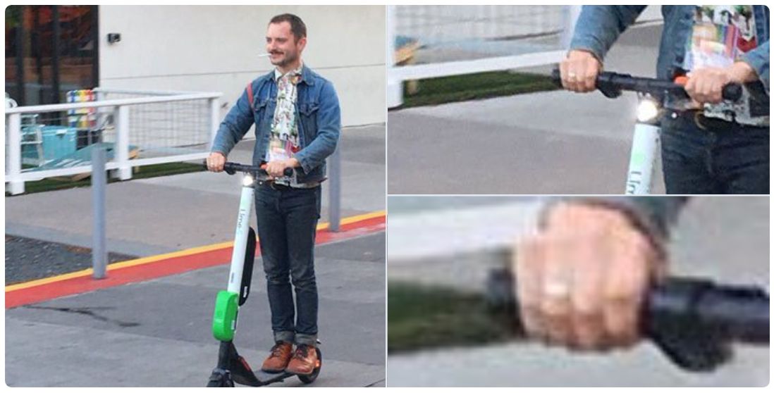 1098x558, 102 Kb / Элайджа Вуд, самокат, кольцо