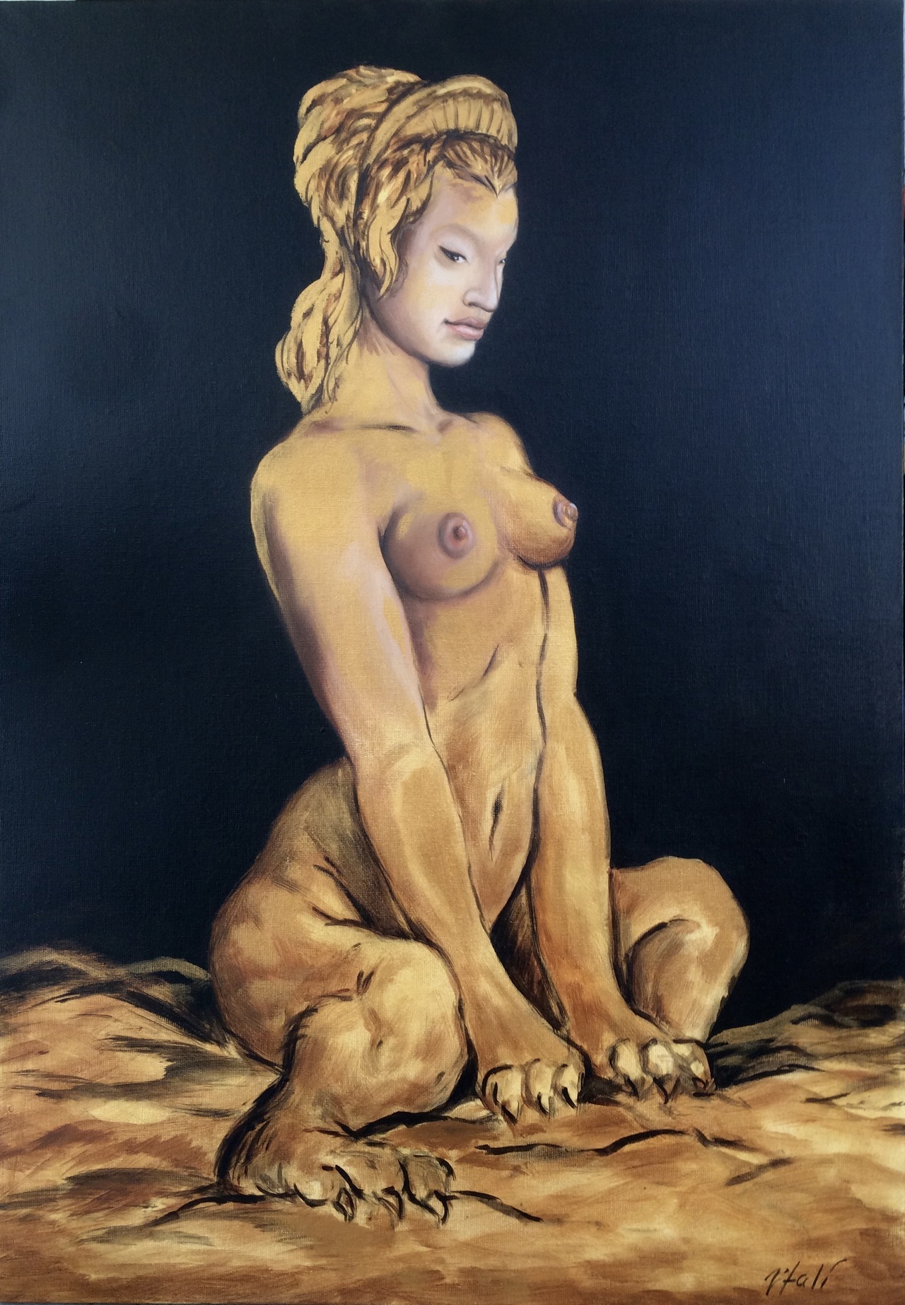 1280x1845, 581 Kb / девка, лапы, сфинкс, рисунок