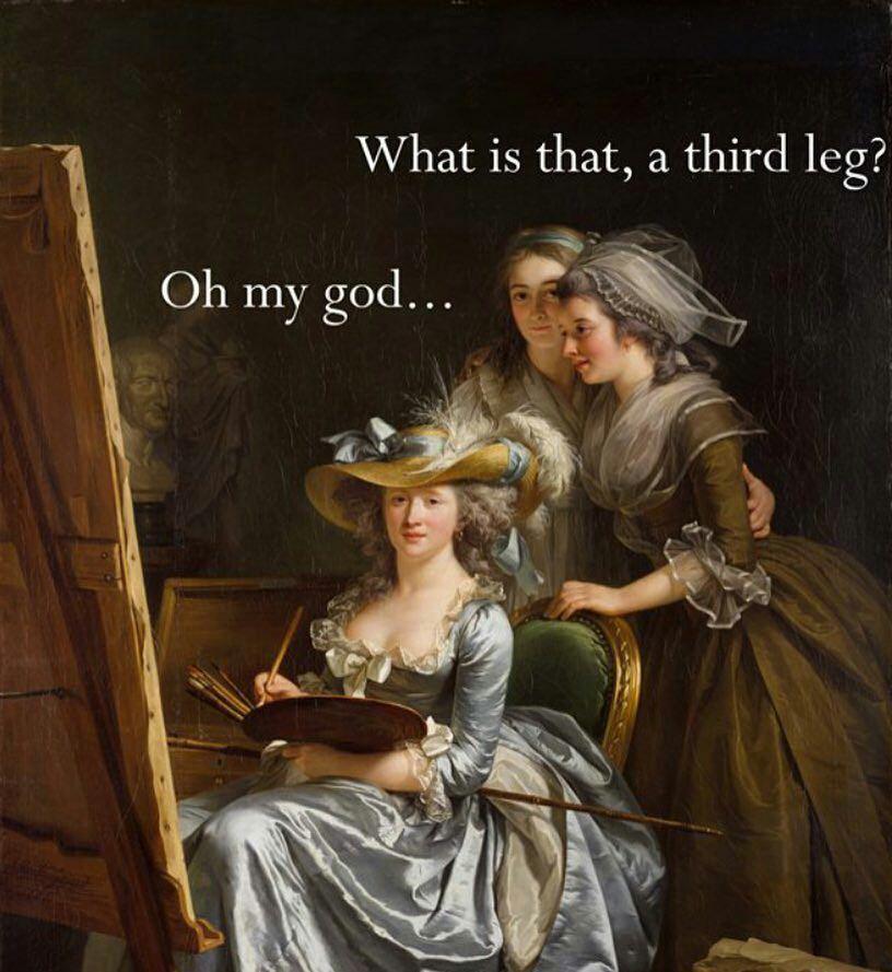 816x889, 91 Kb / художница, нога, мольберт