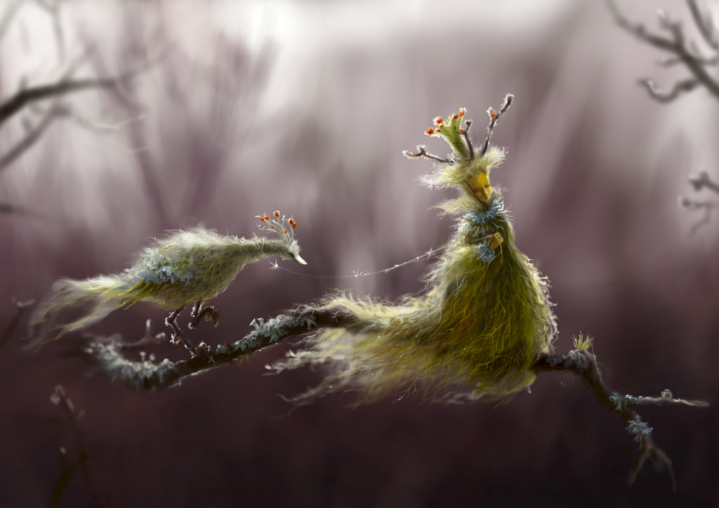 1024x724, 83 Kb / ветки, мох, паутинка, существа