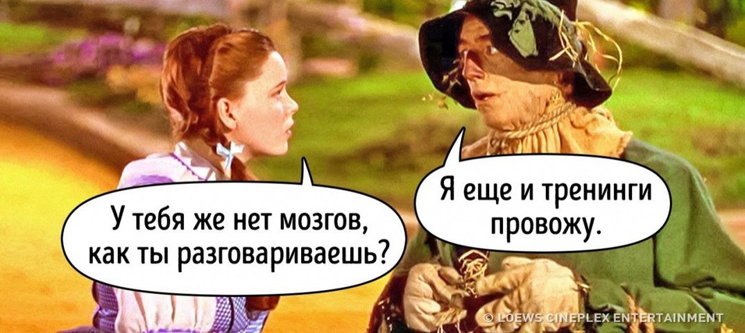 1074x480, 108 Kb / Страшила, Элли, мозги, тренинги